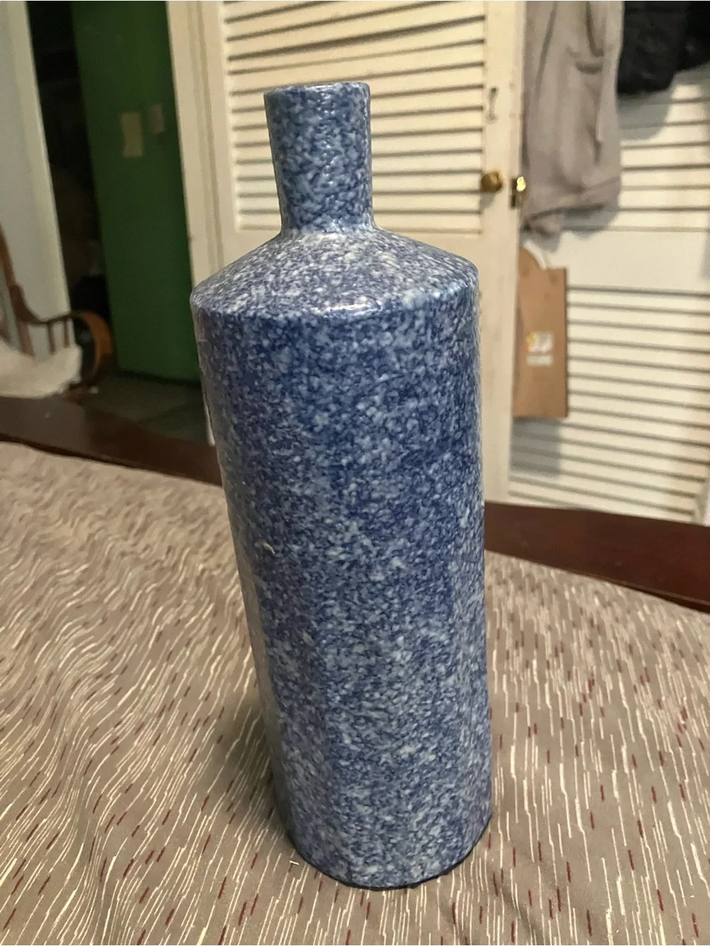 Williamsburg Virginia 18th Century Reproduction of Mottled Blue Pottery Bottle